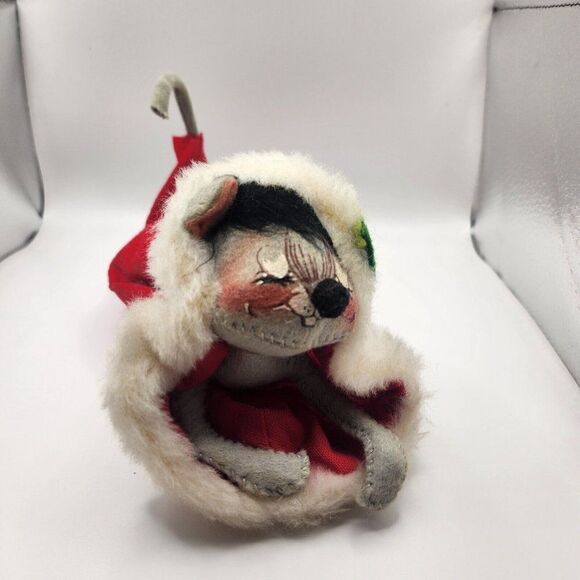 Vintage Annalee Mobilitee 1965 Happy Mouse In Red Stocking Holly 9" - Picture 2 of 6